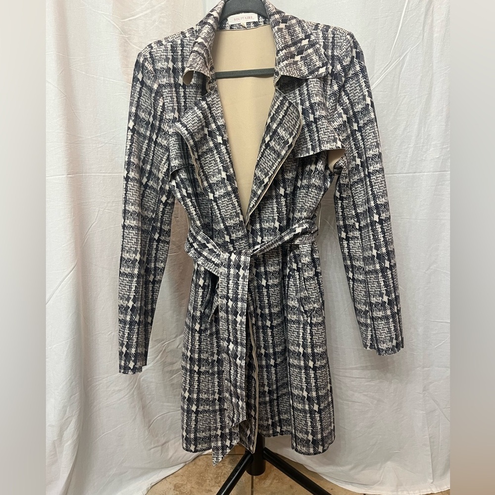 Solitaire Black and White Plaid Coat